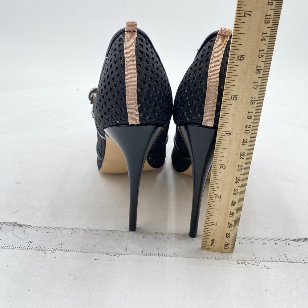 YDN Black Pointy Toe High Heels Mary Jane Pumps with Buckle Fashion Party Shoes - Picture 5 of 8